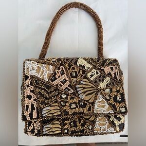 Beaded Multicolor Floral Evening Handbag